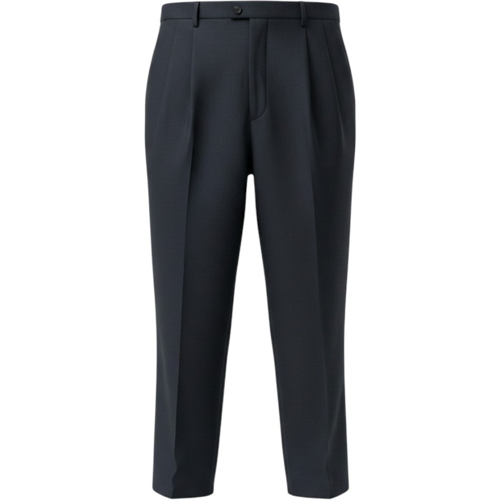 Van Heusen Dress Pants Mens 46x30 Navy Blue Solid Pleated Cuffed Office
